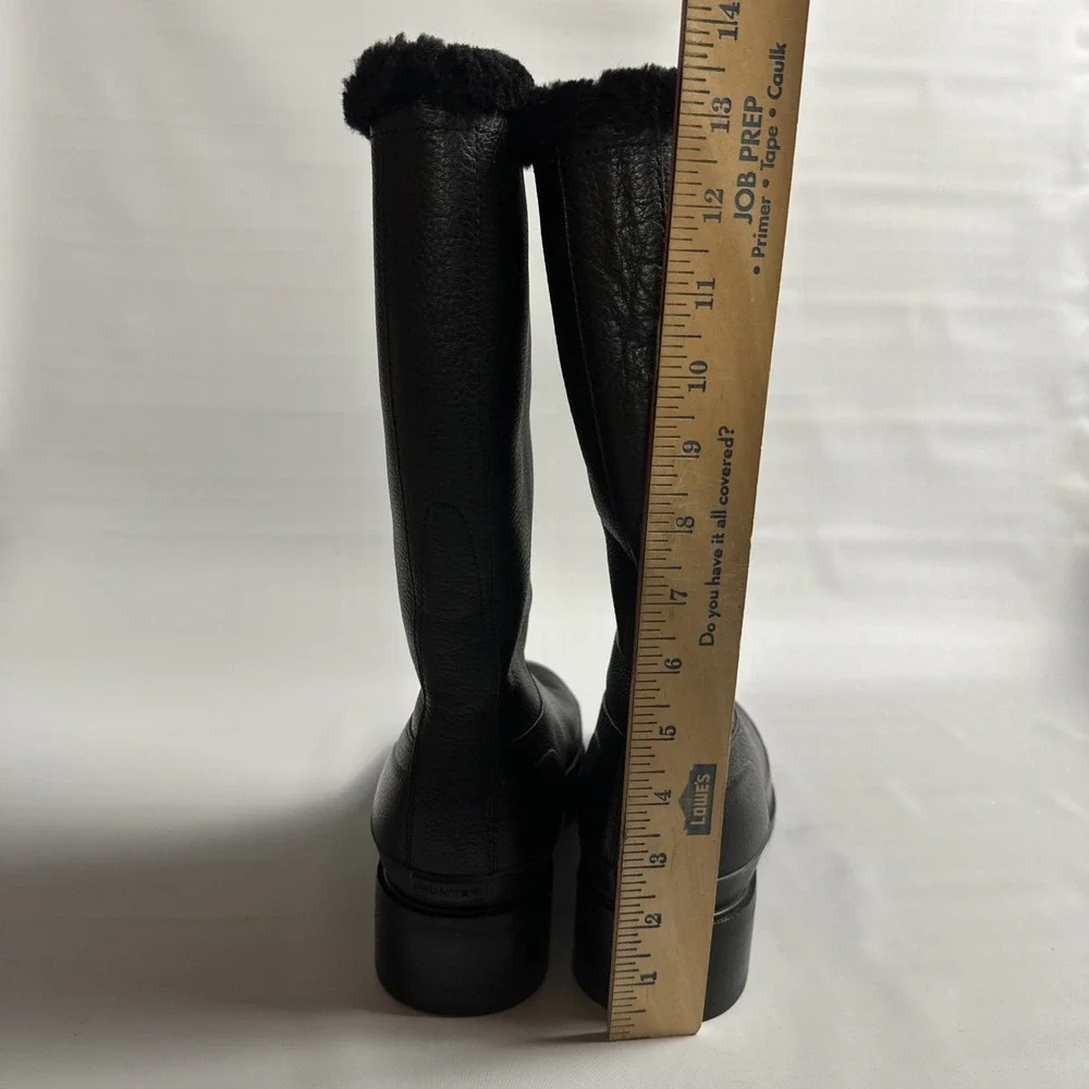 Hunter Cozy Luxe Quiet Luxury Winter Boots Women's 10 Black Faux Fur après ski